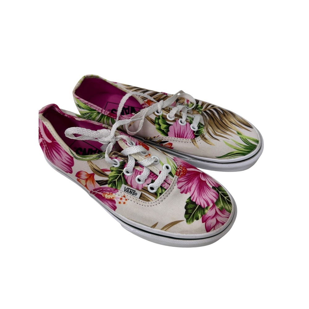 Vans unisex Authentic Lo Pro Tropical Floral Hibiscus Canvas Sneakers size 5.5